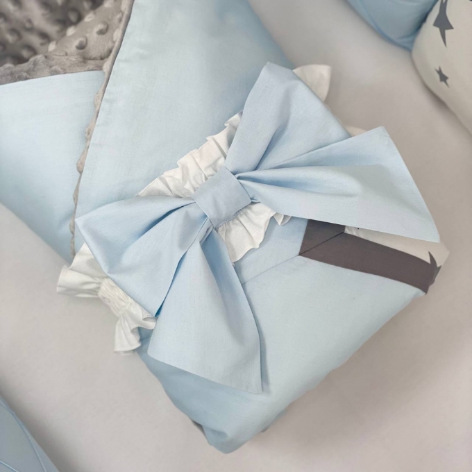 Set lenjerie patut bebe 7 piese Blue Stars (5)